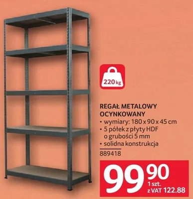 Regał metalowy ocynkowany 889418 promocja w Selgros