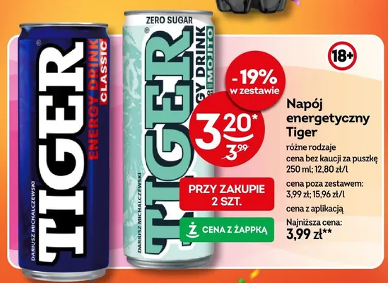 Napój energetyczny Tiger różne rodzaje promocja w Żabka