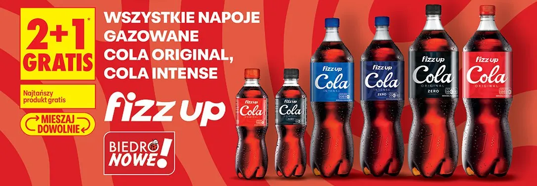 Wszystkie napoje gazowane Cola Original, Cola Intense 2+1 GRATIS promocja w Biedronka