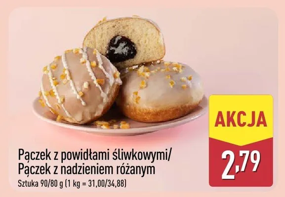 Pączek z nadzieniem różanym i skórą pomarańczową Cukiernia lidla promocja w Aldi