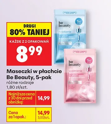 Maseczki w płachcie różne rodzaje promocja w Biedronka