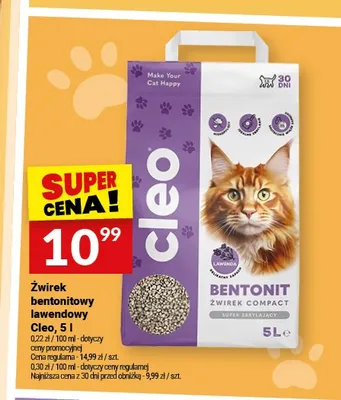 Żwirek bentonitowy lawendowy Cleo promocja w Twój Market