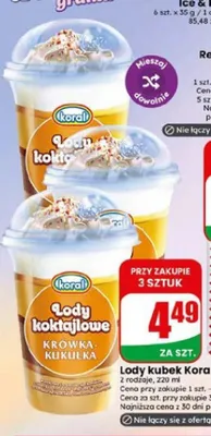 Lody kubek Koral Krówka-Kukułka promocja w Dino