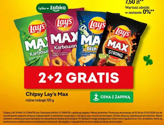 Chipsy Lay's Max Deep Extreme Cheese & Onion promocja w Żabka