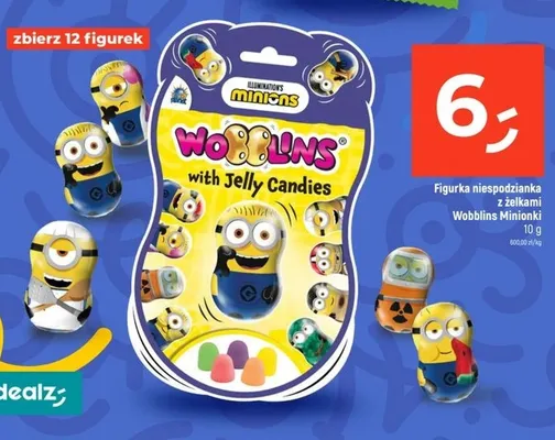 Figurka niespodzianka z żelkami Wobblins Minionki promocja w Dealz