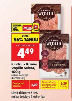 Kindziuk z pieprzem Kraina Wędlin Select promocja w Biedronka