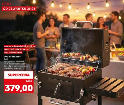 Grill z pokrywą na zawiasach, ruszt do grillowania i półka do podgrzewania promocja w Kaufland