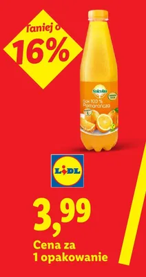 Sok pomarańczowy 100% Solevita promocja w Lidl