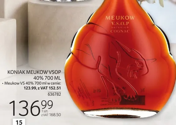 Koniak MEUKOW VSOP 40% 700 ML promocja w Selgros