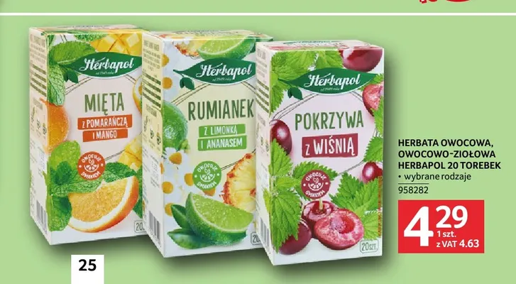 Herbata owocowo-ziołowa Herbapol mięta z pomarańczą i mango promocja w Selgros