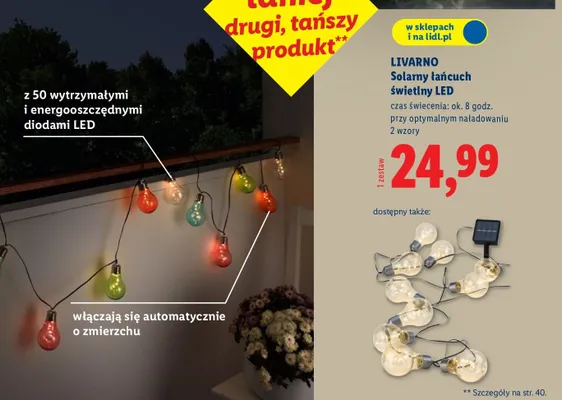 Solarny łańcuch świetlny LED promocja w Lidl
