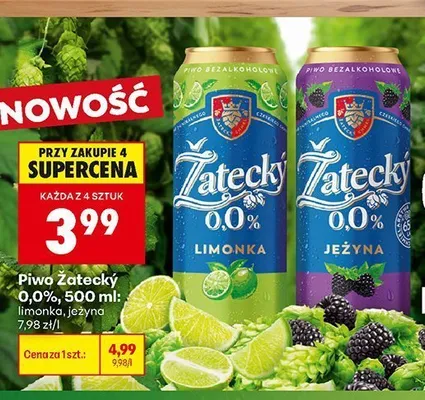 Piwo bezalkoholowe Żatecký Limonka promocja w Biedronka