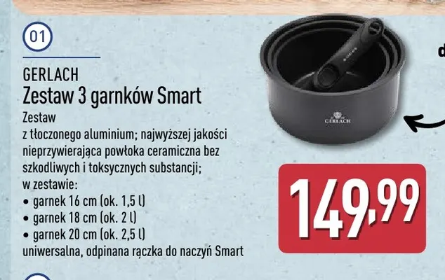 Zestaw 3 garnków Smart Gerlach promocja w Aldi