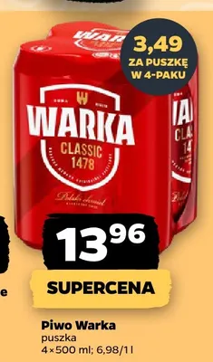 Piwo Warka Classic 4-pak promocja w Netto