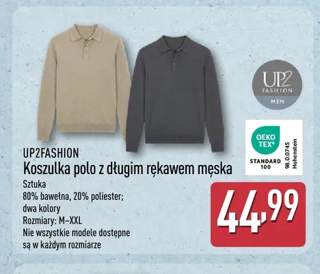 Koszulka polo z długim rękawem męska UP2FASHION promocja w Aldi