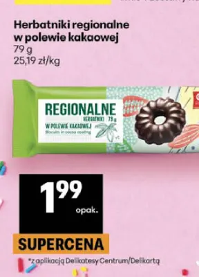 Herbatniki regionalne w polewie kakaowej promocja w Delikatesy Centrum