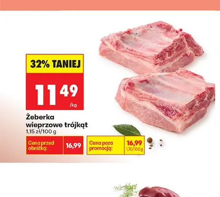 Żeberka wieprzowe trójkąt promocja w Biedronka