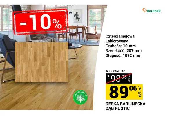 Deska barlinecka Dąb Rustic Barlinek promocja w Merkury Market