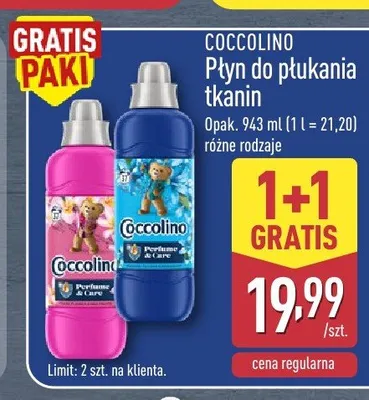 Płyn do płukania tkanin Coccolino Perfume & Care niebieski promocja w Aldi