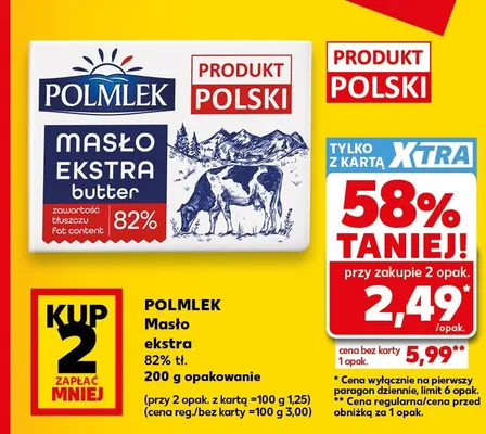 Masło ekstra Polmlek 82% promocja w Kaufland