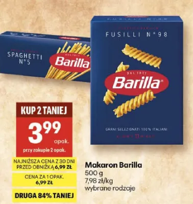 Makaron fusilli N°98 Barilla promocja w Delikatesy Centrum