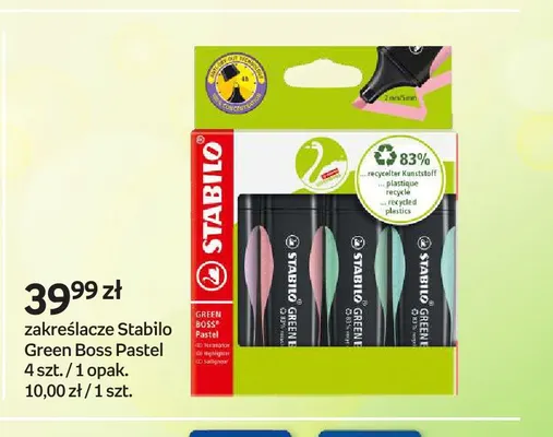 Zakreślacze Stabilo Green Boss Pastel 4-pak promocja w Empik