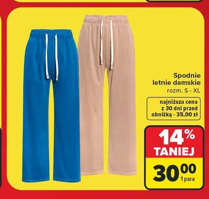 Spodnie letnie damskie promocja w Carrefour