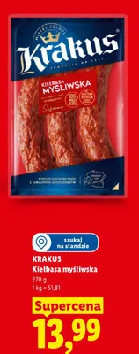 Kiełbasa myśliwska Krakus promocja w Lidl