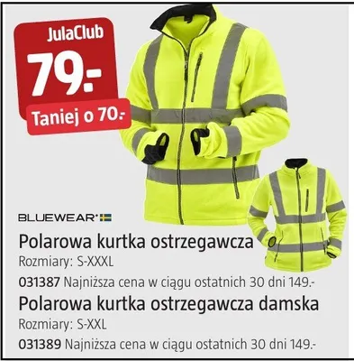 Polarowa kurtka ostrzegawcza damska Bluewear rozmiary S-XXL 031389 promocja w Jula