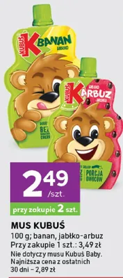 Mus banan, jabłko-arbuz promocja w Stokrotka