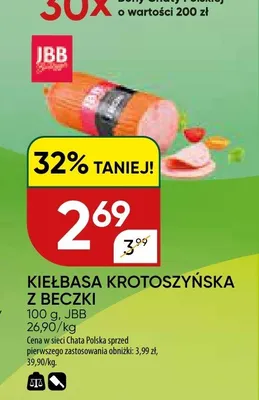 Kiełbasa krotoszyńska z beczki JBB promocja w Chata Polska
