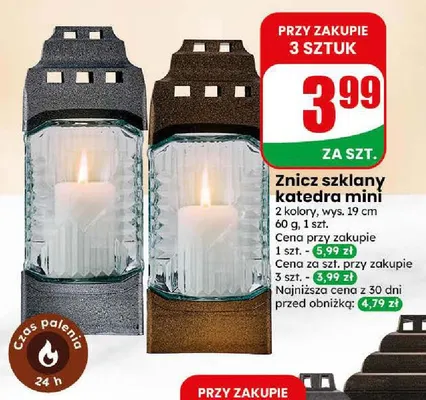 Znicz szklany katedra mini promocja w Dino