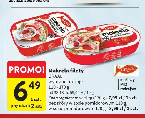 Makrela filety w sosie pomidorowym Graal promocja w Intermarche