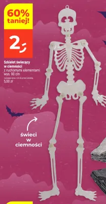 Szkielet świecący w ciemności z ruchomymi elementami 90 cm promocja w Dealz