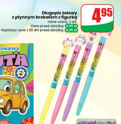 Długopis żelowy z płynnym brokatem z figurką różne wzory promocja w Dino