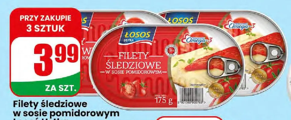Filety śledziowe w sosie pomidorowym Łosoś Ustka promocja w Dino