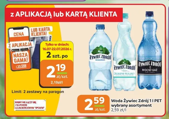 Woda Żywiec Zdrój Niegazowany promocja w Społem Częstochowa