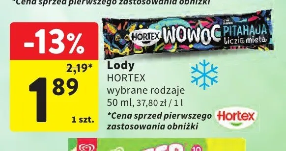 Lody Hortex wybrane rodzaje promocja w Intermarche
