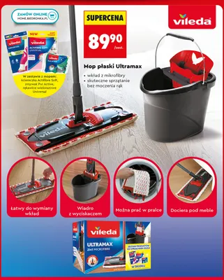 Zestaw mop płaski Vileda Ultramax promocja w Biedronka