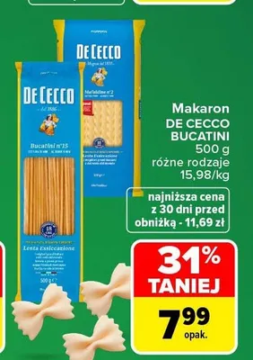 Makaron De Cecco Bucatini promocja w Carrefour