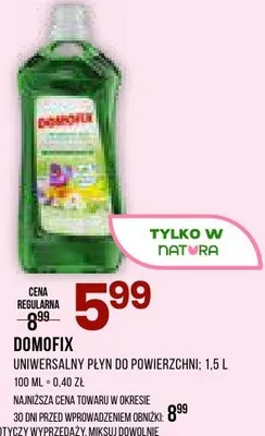 Uniwersalny płyn do powierzchni Domofix promocja w Drogerie Natura