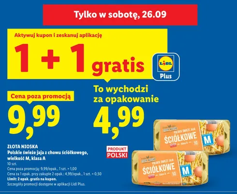 Jaja z chowu ściółkowego Złota Nioska wielkość M 10 szt promocja w Lidl