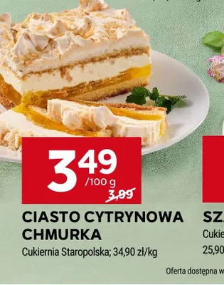 Ciasto cytrynowa chmurka Cukiernia Staropolska promocja w Stokrotka