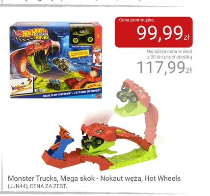 Zestaw Hot Wheels Monster Trucks Mega skok Nokaut węża promocja w Smyk