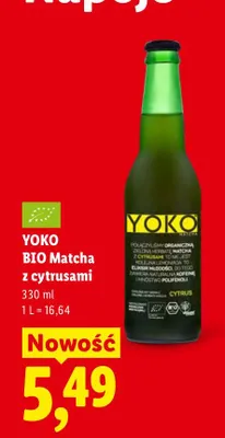Napój YOKO BIO Matcha z cytrusami promocja w Lidl