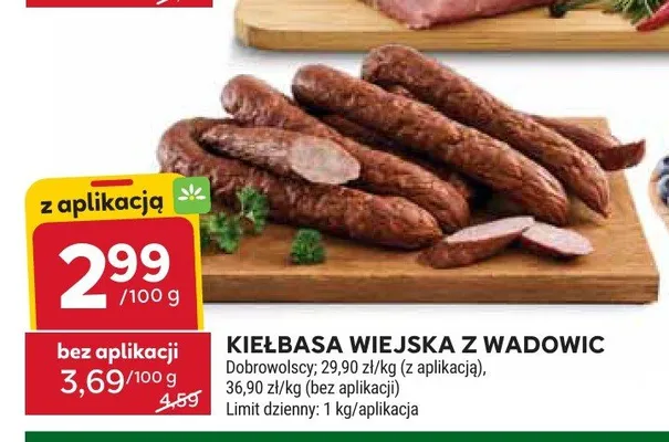 Kiełbasa wiejska z Wadowic Dobrowolscy promocja w Stokrotka