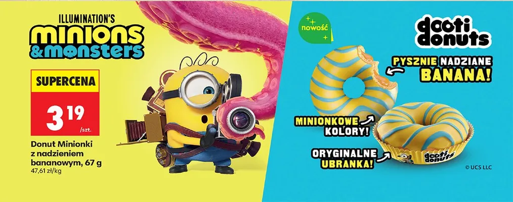 Donut Minionki z nadzieniem bananowym promocja w Biedronka