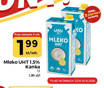 Mleko UHT Kanka 1,5% promocja w Społem Częstochowa