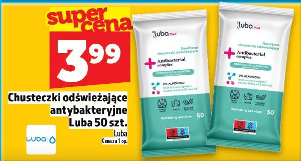 Chusteczki odświeżające antybakteryjne Luba promocja w TOPAZ