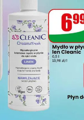 Mydło w płynie len Cleanic promocja w Dino
